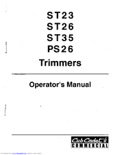 Cub Cadet Commercial ST23 Operator's Manual