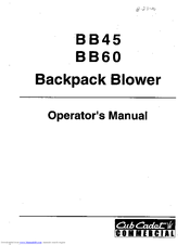 Cub Cadet Commercial BB45 Operator's Manual