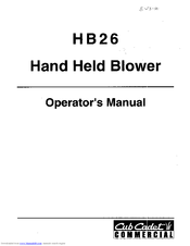 Cub Cadet Commercial HB26 Operator's Manual