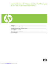 HP Compaq 8710w - HP Mobile Workstation Installation Manual