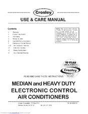 Crosley MEDIAN Series Use & Care Manual