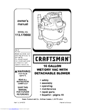 Craftsman 113.170660 Owner's Manual