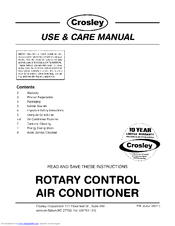 Crosley 2020213A Use & Care Manual
