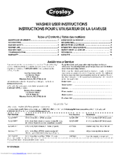 Crosley CSWS16445WQ0 User Instructions
