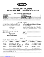 Crosley CAWS14234VQ0 User Instructions