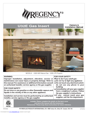 Regency U32E-LP5 Owners & Installation Manual