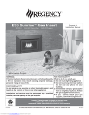 Regency Sunrise E33S-LP1 Owners & Installation Manual