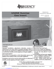 Regency Sunrise U32SE-LP5 Owners & Installation Manual