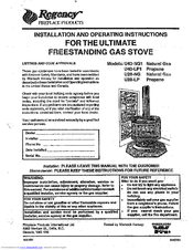 Regency U43-LP1 and Installation And Operating Instructions Manual