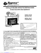 Regency U24-NG and Installation And Operation Instruction Manual