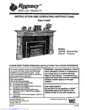 Regency U30-NG and Installation And Operating Instructions Manual