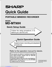 Sharp MD-MT90H Quick Start Manual