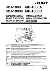 JUKI MB-1800A Instruction Manual