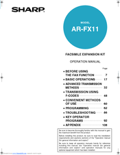 Sharp AR-FX11 Operation Manual