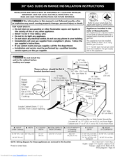 Frigidaire FGGS3075KB - 30' Gas Slide-In Lery Premier Group Installation Manual