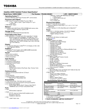 Toshiba Satellite U405D Specification Sheet