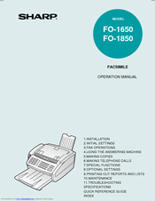 Sharp FO-1650 Operation Manual
