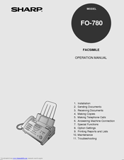 Sharp FO-780 Operation Manual