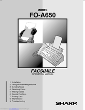 Sharp FO-A650 Operation Manual