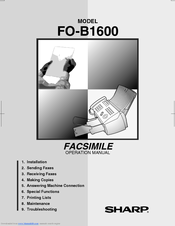 Sharp FO-B1600 Operation Manual