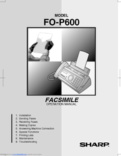 Sharp FO-P600 Operation Manual