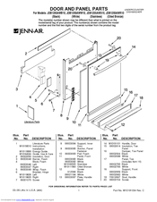Jenn-Air JDB1255AWW10 Parts List