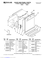 Jenn-Air JDB1275AWF0 Parts List