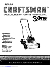CRAFTSMAN 3One 917.380542 Owner's Manual