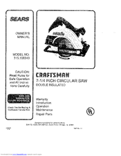 CRAFTSMAN 315.108240 Owner's Manual