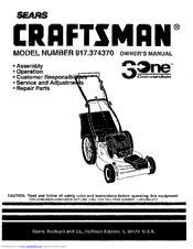 CRAFTSMAN 3One 917.374370 Owner's Manual