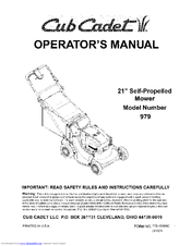 Cub Cadet 979 Operator's Manual