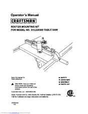 Craftsman ROUTER MOUNTING KIT Operator's Manual
