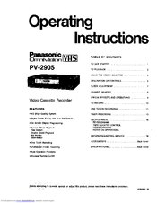 PANASONIC Omnivision PV-2905 Operating Instructions Manual