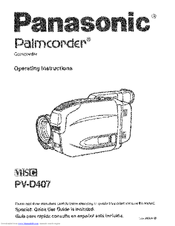 PANASONIC Palmcoder PV-D407 Operating Instructions Manual