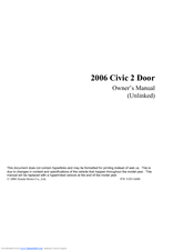 Honda 2006 Civic 2 Door Owner's Manual