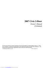 Honda 2007 Civic Coupe Owner's Manual