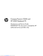 HP Compaq CQ58 Maintenance And Service Manual
