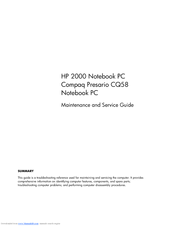 HP CQ58-bf0 Maintenance And Service Manual