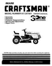 CRAFTSMAN 3One 917.257561 Owner's Manual