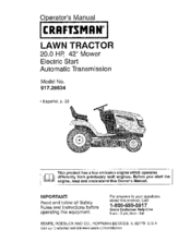CRAFTSMAN 917.28634 Operator's Manual