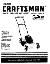 CRAFTSMAN 3One 917.384150 Owner's Manual