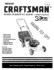 CRAFTSMAN 3One 917.383640 Owner's Manual
