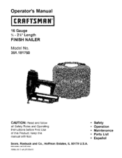Craftsman 351.181750 Operator's Manual