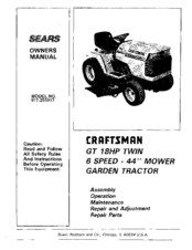 CRAFTSMAN GT 18HP TWIN Owner's Manual