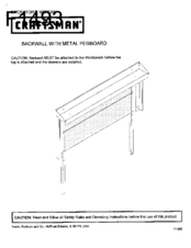 Craftsman BACKWALL WITH METAL PEGBOARD Operator's Manual