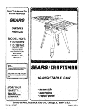 Craftsman 113.298722 Owner's Manual