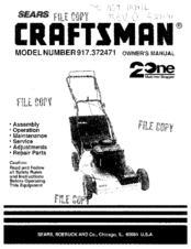 CRAFTSMAN 2One 917.372471 Owner's Manual