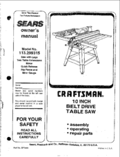 CRAFTSMAN 113.299315 Owner's Manual