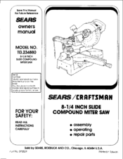 CRAFTSMAN 113.234880 Owner's Manual