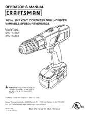 Craftsman 315.114852 Operator's Manual